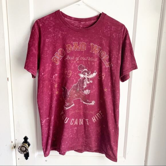Disney Parks Authentic Big Bad Wolf Tye Dye Graphic Tee T-Shirt Small S - Picture 1 of 6